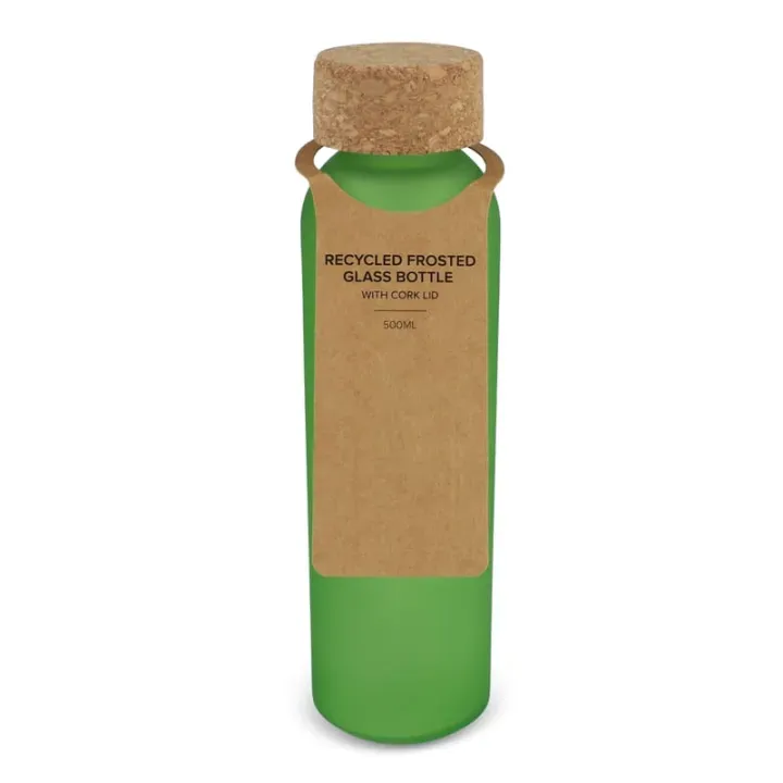 Frosted recycled glass bottle with cork lid 500ml - LT98880 (N5432)